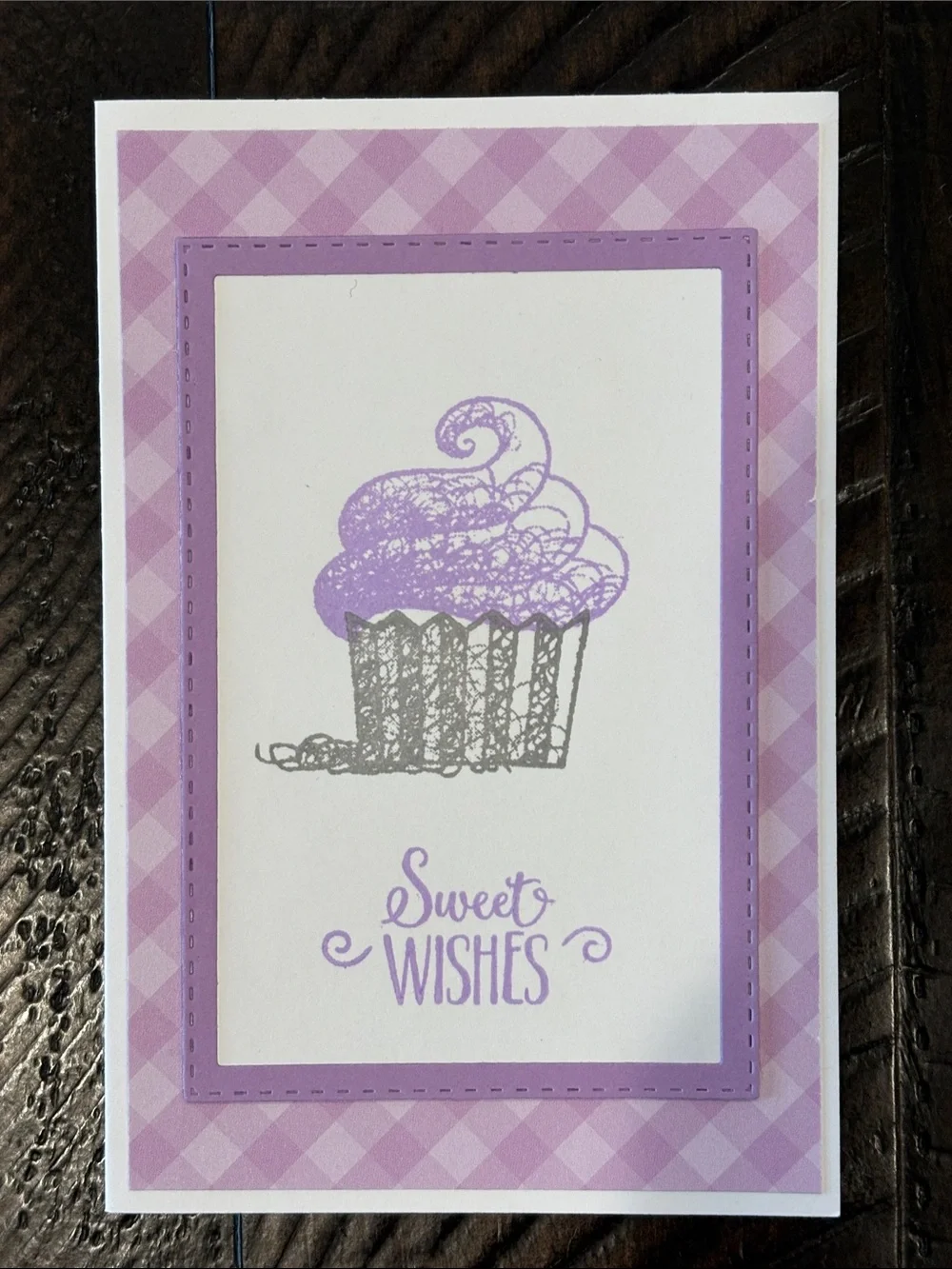 Set of 5 Pastel Rainbow Cupcake Gingham Cards